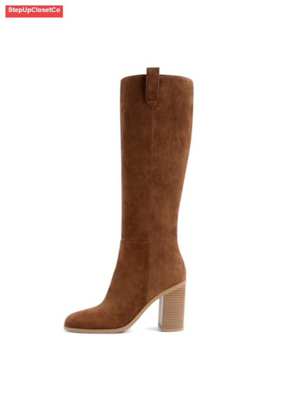 Women's Suede Leather Knee High Boots Chunky Block Heel Slouchy Cowboy Western